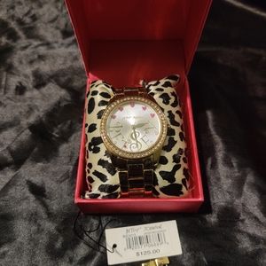Betsy Johnson gold bling and hearts watch